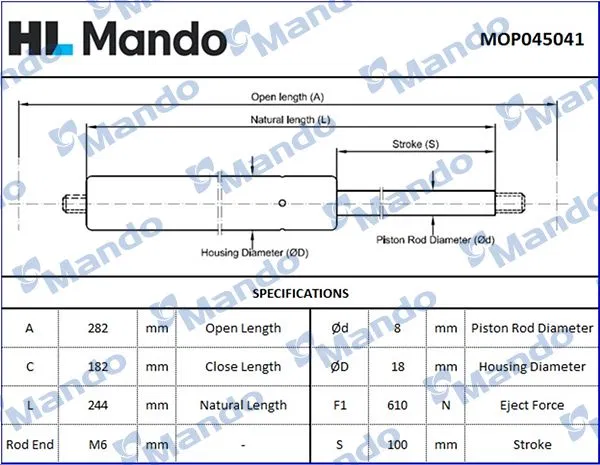 51237239233 Gazlı Bagaj Amortısörü Ön BMW | MOP045041 MANDO