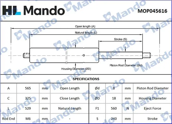 Gazlı Bagaj Amortısörü Mg | MOP045616 MANDO