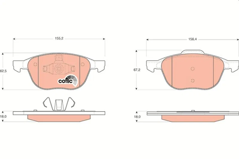 1223682 Ön Fren Disk Balata ( Ford Focus Cmax 04-15 ) ( MAZDA3 03/10 ) (Volvo S40-V50-C30-C70) (04-13) (15''-16'') | GDB1583 TRW