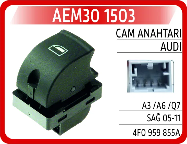 4F0959855A Cam Anahtarı Audi A3 /A6 /Q7 Sağ 05-11 | 1503 AEM
