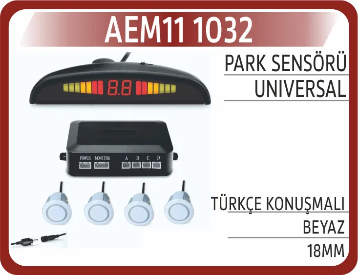 Park Sensörü Türkçe Konuşmalı Beyaz 18mm | AEM11-1032 AEM