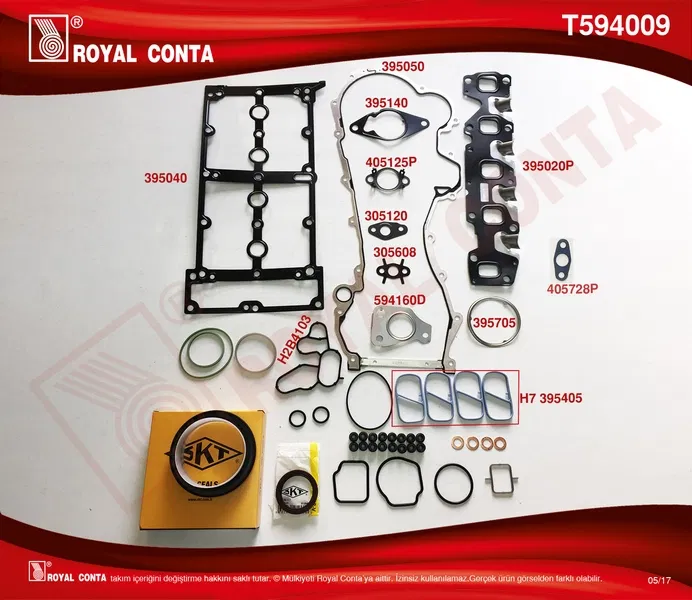 71753908 Motor Takım Conta (Keçeli+S.Lastik-SKC'SIZ) Doblo | T594009 ROYAL