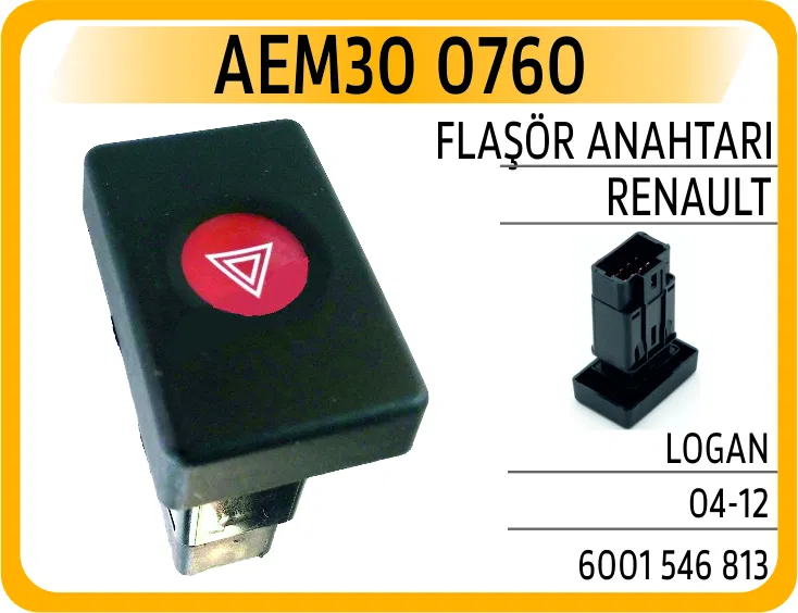 6001546813 Flaşör Anahtarı Renault Logan 04-12 | 0760 AEM