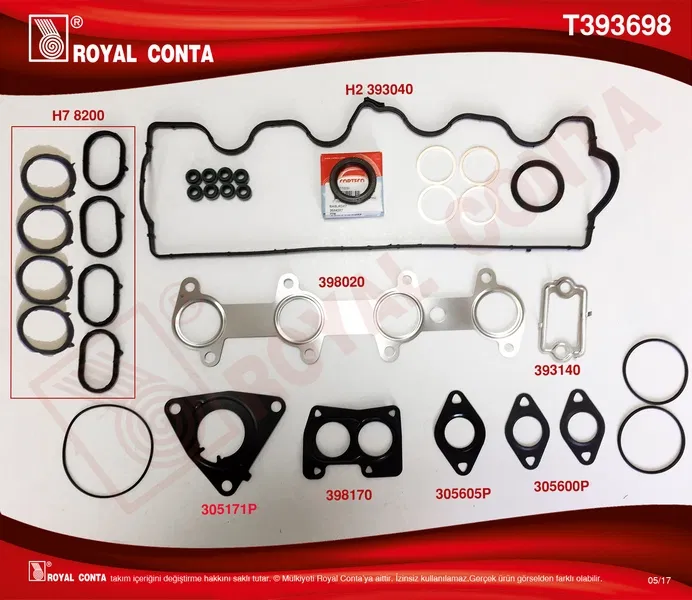71715699 Üst Takım Conta Keçeli+S Lastikli Doblo-Punto 1.9 | T393698 ROYAL