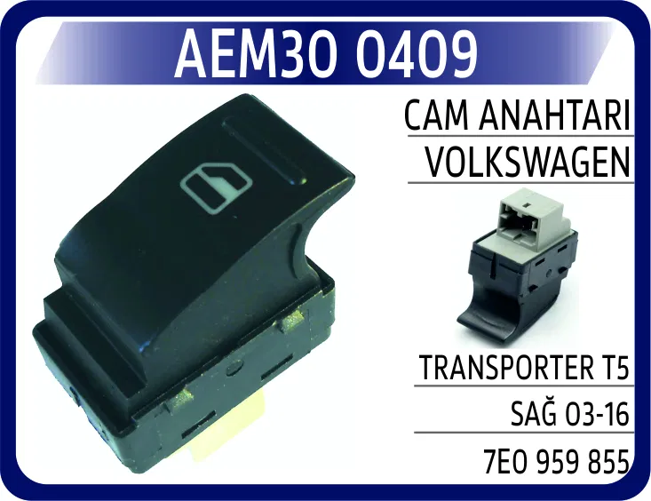 7E0959855 Cam Anahtarı VW Transporter T5 Sağ 03-16 | 0409 AEM