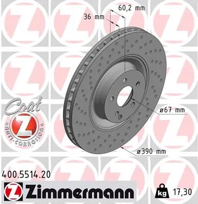 2214210912 Fren Disk Mercedes-Benz S-Class | 400.5514.20 ZIMMERMANN