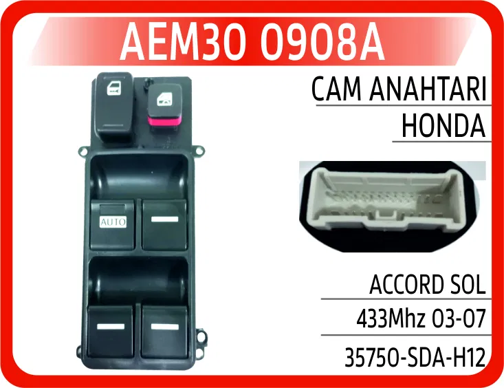 35750SDAH12 Cam Anahtarı Honda Accord Sol 433Mhz 03-07 | 0908A AEM