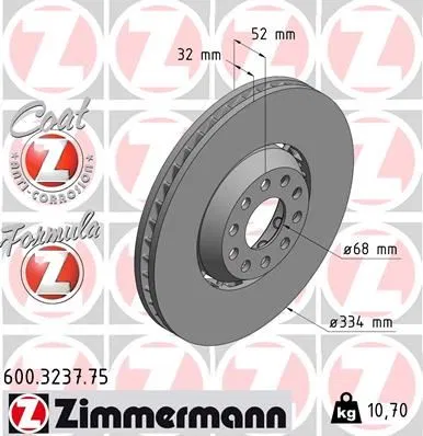 3B7615301 Fren Disk VW Passat B5.5 | 600.3237.75 ZIMMERMANN