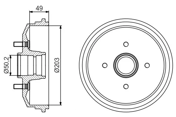 YS6W1113BA Kampana Arka Dar Tip (-ABS) Escort Fiesta 95-01 | 0986477190 BOSCH