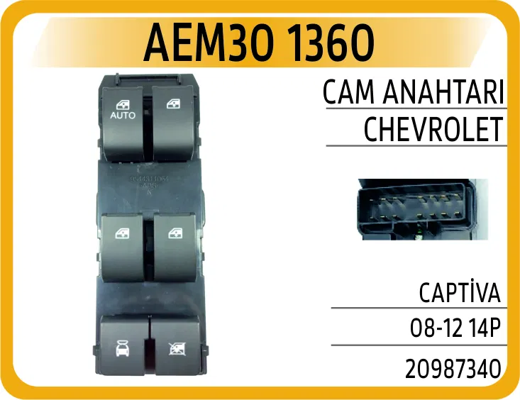 20987340 Cam Anahtarı Chevrolet Captiva 08-12 14P | 1360 AEM