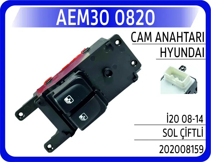 202008159 Cam Anahtarı Hyundai i20 08-14 Sol Çiftli | 0820 AEM