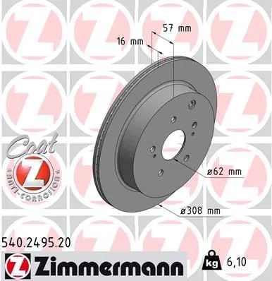 55611 Fren Disk Suzuki Grand Vitara | 540.2495.20 ZIMMERMANN