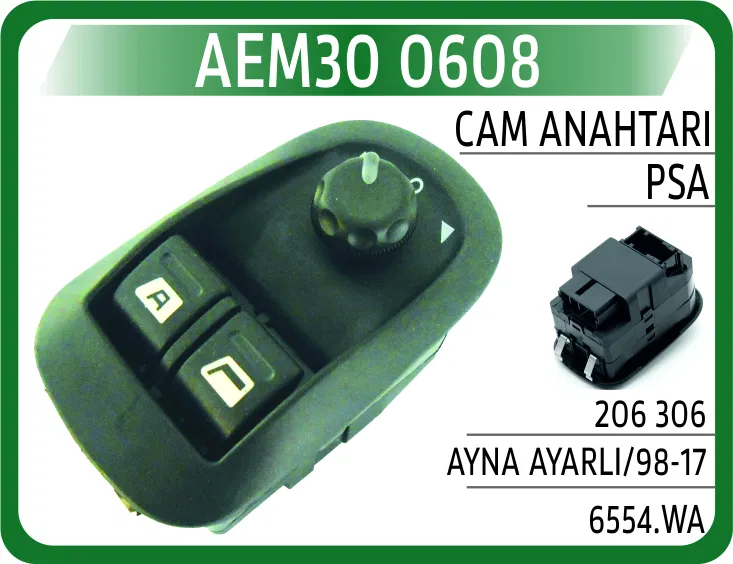 6554WA Cam Anahtarı PSA 206 306 Ayna AYARLI/98-17 | 0608 AEM