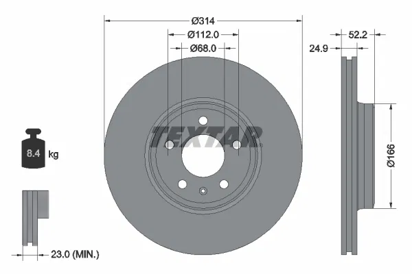 8K0615301 Fren Diski | 92159905 TEXTAR
