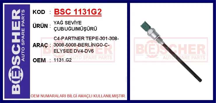 Motor Yağ Seviye Sensörü (Müşürü) P207-P208-P301-P | 1131.G2 BESCHER