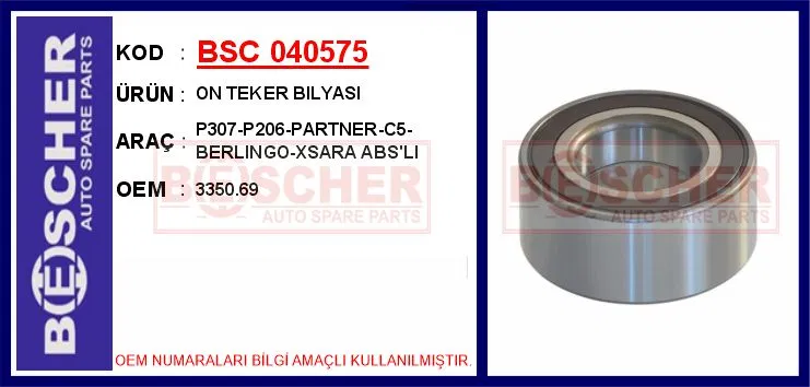 3350.69 On Teker Bilyası P307-P206-PARTNER-C5-BERLINGO-XSA | 040575 BESCHER