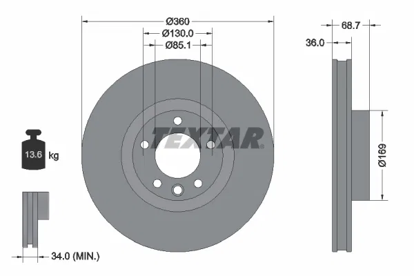 7P6615301 Fren Diski VW Touareg | 92262605 TEXTAR