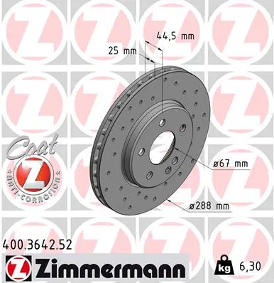 Fren Diski Mercedes-Benz B-Class Sports | 400.3642.52 ZIMMERMANN