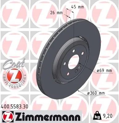 A2234233500 Fren Diski Arka Mercedes S-Class W223 V223 | 400.5583.30 ZIMMERMANN