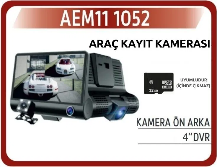 Ekran (Monitör) 4.0" Lcd + 3 Kamera DVR Kayitli | AEM11-1052 AEM