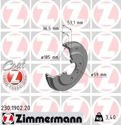 7777842 Fren Kampanası (Arka) Fiat Uno 70 | 230.1902.20 ZIMMERMANN