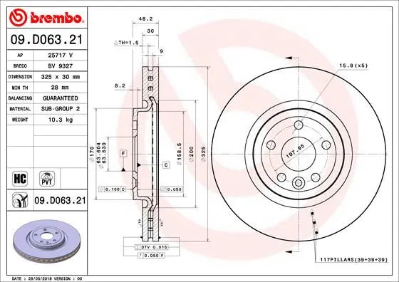 T4A2342 Fren Diski On Uv Coated Jaguar | 09D06321 BREMBO
