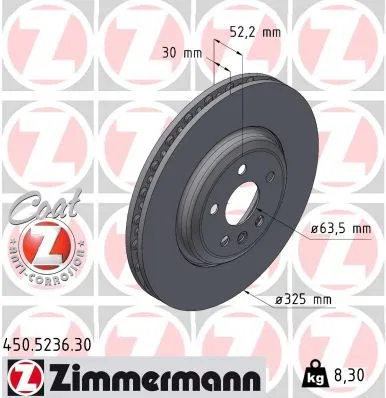 LR161907 Fren Diski Ön 17" Land Rover Discovery Sport L550 | 450.5236.30 ZIMMERMANN