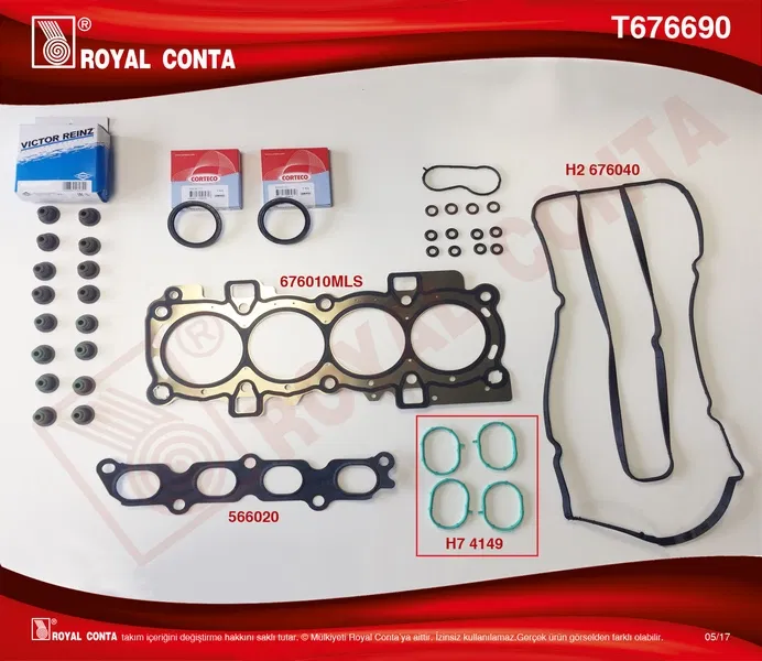 4M5G6008 Üst Takım Conta Ford Focus II 1.6Ti 115HP 07- | T676690 ROYAL