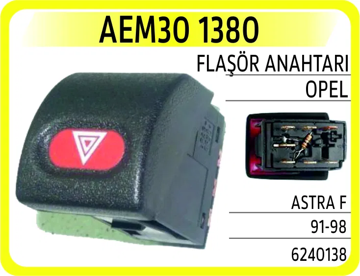 6240138 Flaşör Anahtarı Opel Astra F 91-98 | 1380 AEM