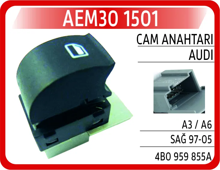 4B0959855A Cam Anahtarı Audi A3 / A6 Sağ 97-05 | 1501 AEM