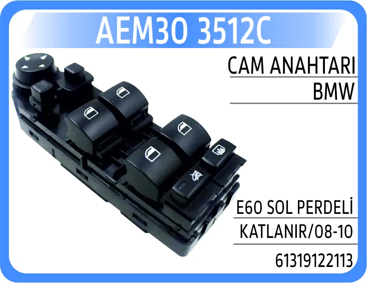 61319122113 Cam Acma Salteri On Sol SIYAH. Ayna KATLAMALI. Pe | 3512C AEM