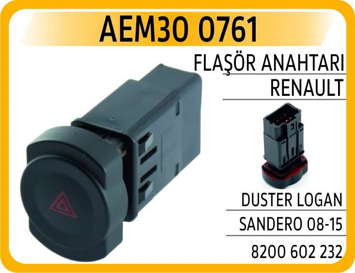 8200602232 Flaşör Anahtarı Renault Duster Logan Sandero 08-15 | 0761 AEM