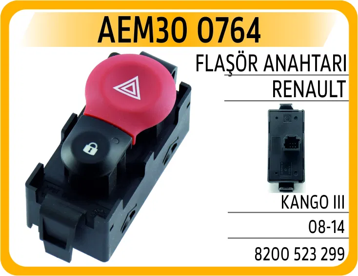 8200523299 Flaşör Anahtarı Renault Kango III 08-14 | 0764 AEM