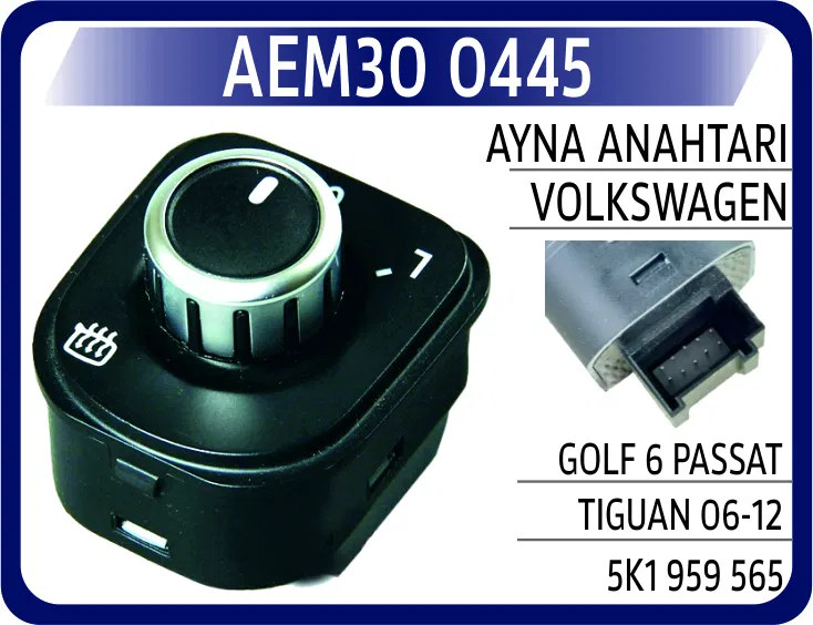5K1959565 Ayna Anahtarı VW Golf 6 Passat Tiguan 06-12 | 0445 AEM