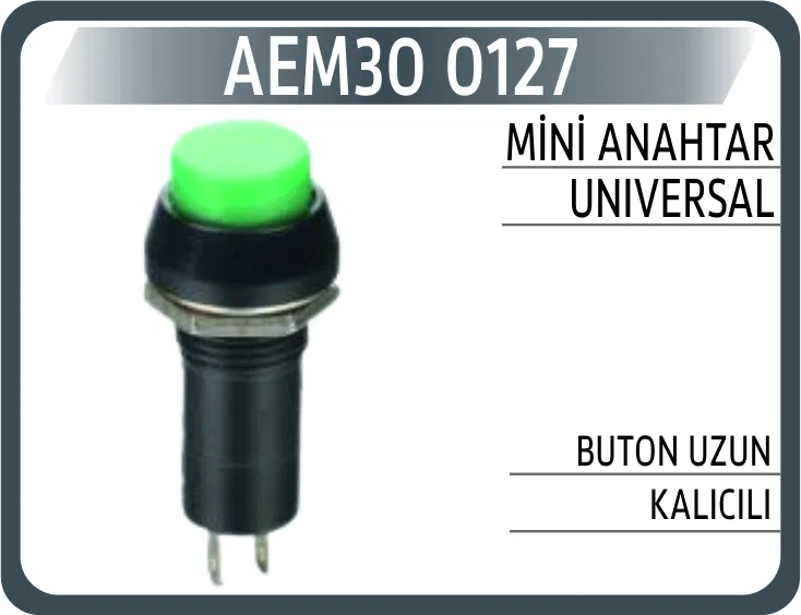 0127 Mini Anahtar Universal Buton Uzun Kalıcılı | AEM