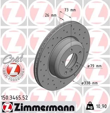 34116778647 Fren Diski Ön BMW E81 E87 E88 E90 (Delikli) | 150.3465.52 ZIMMERMANN