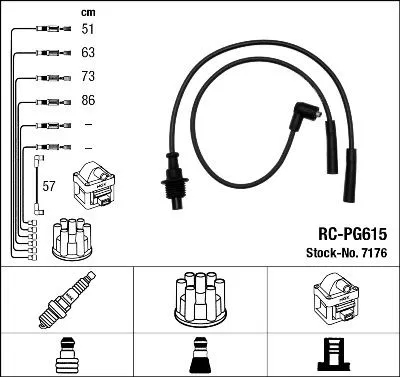 5967.K9 7176 RC-PG615 Ateşleme Kablosu Peugeot 205 I | NGK
