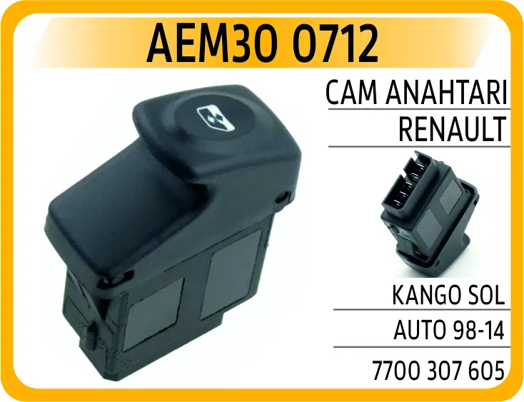 7700307605 Cam Açma Anahtarı Sol Renault Kangoo 97- | 0712 AEM