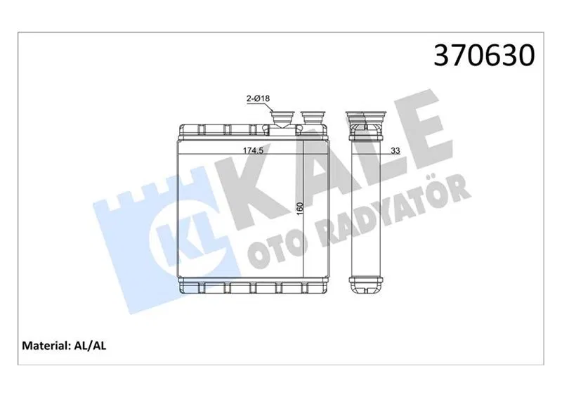 2Q0819030A Kalorifer Radyatörü VW Polo T-CROSS-SEAT Arona Ibi | 370630 KALE