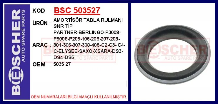 Amortisör Üst Rulmanı P208-P2008-P301-C-ELYSEE 12- | 5035.27 BESCHER
