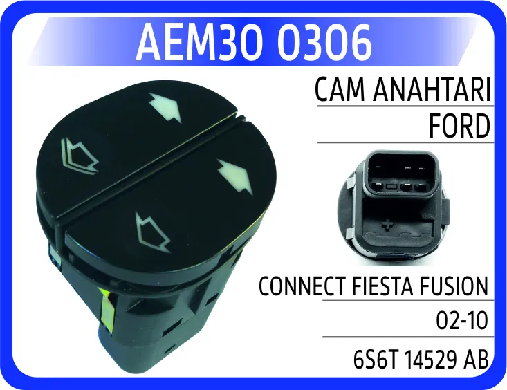 6S6T 14529 AB Cam Düğmesi Ön Sol Çiftli 6 Pin Ford Transit V347- | AEM30-0306 AEM