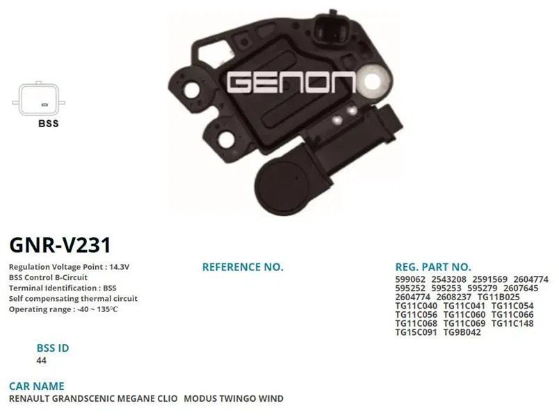 V8237 12V Renault Scenic-Megane-Clio-Kangoo-Twingo (BSS) | V231 GENON