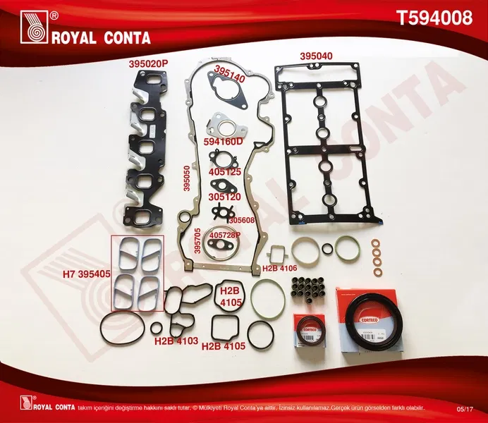 71753908 Motor Takım Conta (Reinz&Corte Keçe+S.Last-SKC'SIZ) | T594008 ROYAL