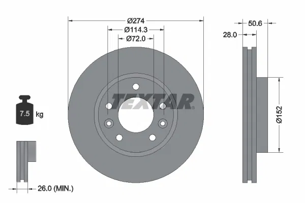 0K58B33251 Fren Diski KIA Carnival II | 92174703 TEXTAR
