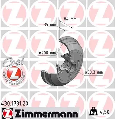 90509107 Arka Fren Kampanası Corsa A (83-92)-Corsa B-Tigra | 430.1781.00 ZIMMERMANN
