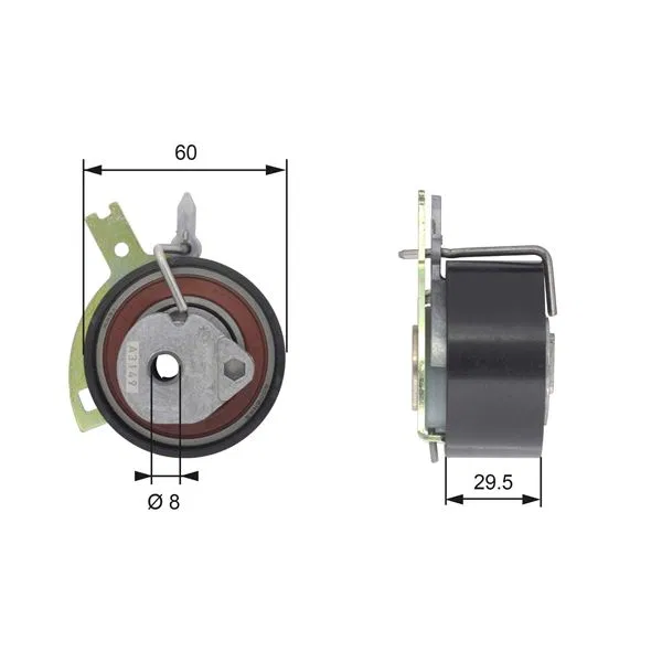 LR009395 Gergi Rulmanı ( Peugeot 407 2.2 HDI 2006 - / 4007 607 807 Landrover Freelander 2006 - / ) | T43186 GATES
