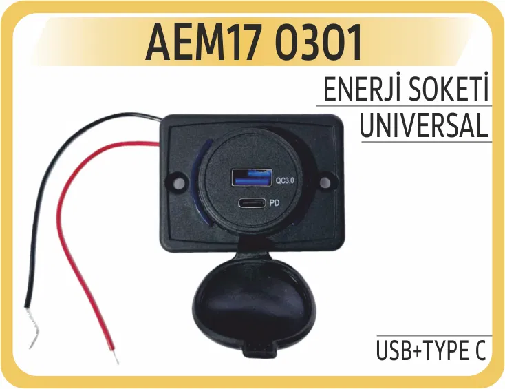 0301 Enerji Soketi USB+TYPE C | AEM