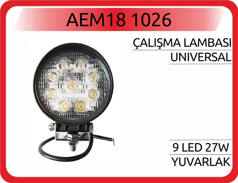 Çalışma Lambası 9 Led 27W Yuvarlak | AEM18-1026 AEM