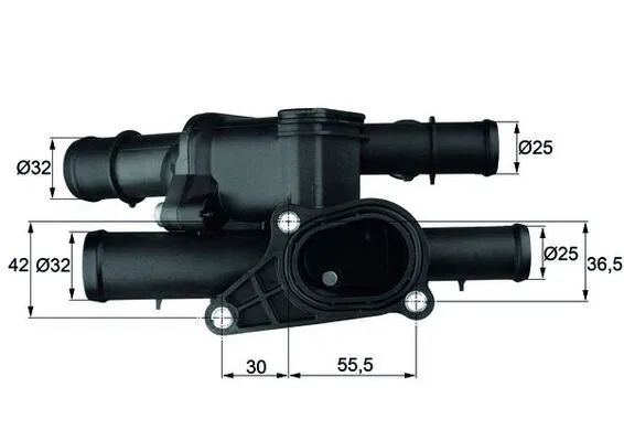 06A121111A Termostat (Komple) 105C Audi A3 1.6 96-03, A3 Sportback 1.6 04-07, Skoda Octavia II 1.6 00-10, VW Golf IV 1.6 97-05, Polo III 1.6 95-01 | TM2105 MAHLE