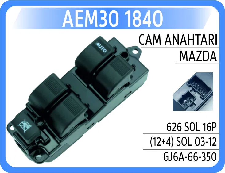 GJ6A66350 Cam Anahtarı Mazda 626 Sol 16P (12+4) Sol 03-12 | 1840 AEM